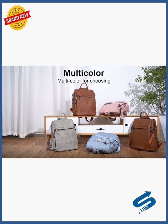 PU Leather Anti Theft Travel Backpack Purse with Tassel Large Capacity main image 6
